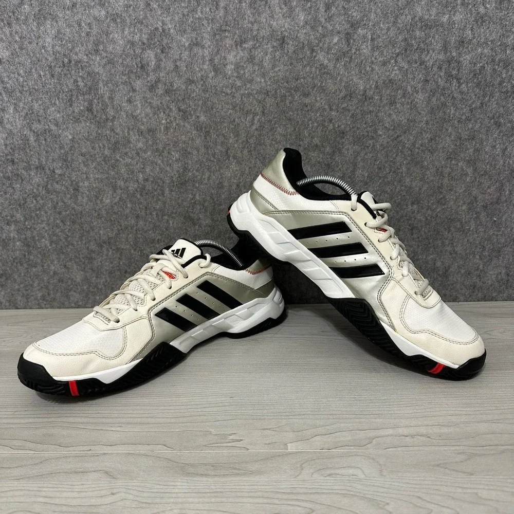 Adidas Barricade Court Mens 11 White Silver Tennis Shoes Adiprene Sneaker